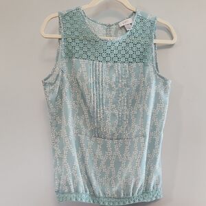 LOFT Light Blue Lace Detail Blouse